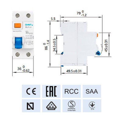 Diferencial CHINT de 2P 40A 30mA NL1-2-40-30AC-imagen_C