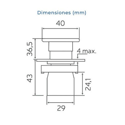 Pulsador de paro de emergencia rojo 1 contacto cerrado (1NC)-imagen_B