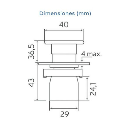 Pulsador de paro de emergencia rojo 1 contacto cerrado (1NC)-imagen_B
