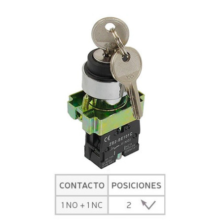 Selector con llave 2 contactos abierto-cerrado (1NA+1NC)-imagen_B
