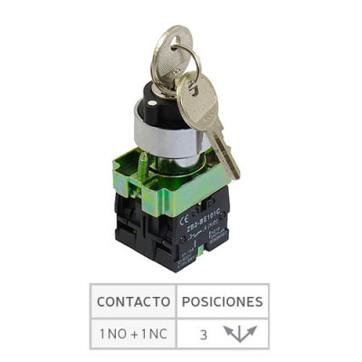 Selector con llave 2 contactos abierto-cerrado (1NA+1NC)-imagen_B