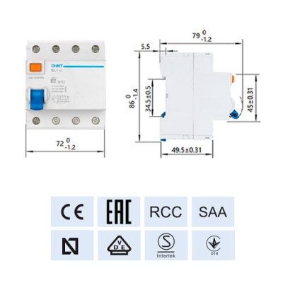 Diferencial CHINT de 4P 40A 30mA NL1-4-40-30AC-imagen_D