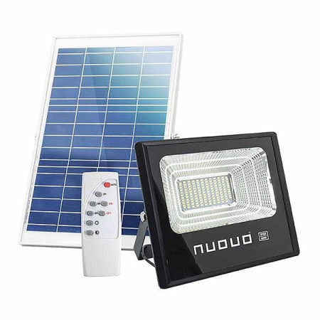 Proyector LED 60W luz fria con mando y Panel solar de carga-imagen_A