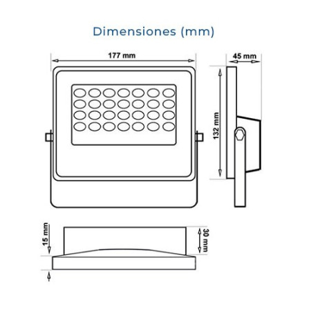 Proyector LED 100W luz fria PRO con mando y Panel solar de carga-imagen_F