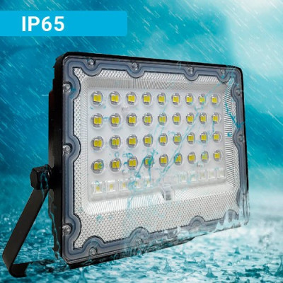 Proyector LED 200W luz fria PRO con mando y Panel solar de carga-imagen_C