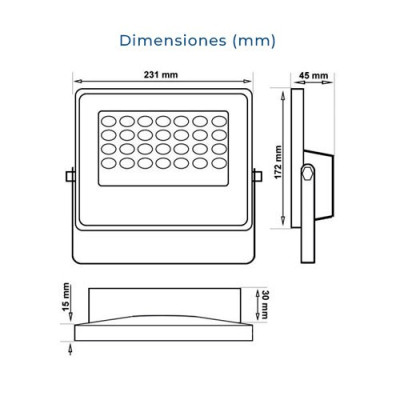 Proyector LED 200W luz fria PRO con mando y Panel solar de carga-imagen_F