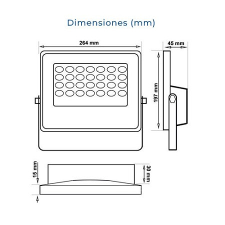 Proyector LED 300W luz fria PRO con mando y Panel solar de carga-imagen_F
