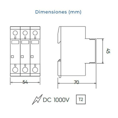 Sobretensiones protector WERDEN 2P tipo II DC 1000V para fotovoltaica-imagen_B