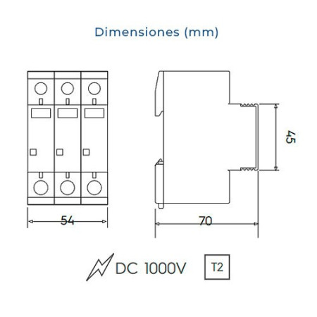 Sobretensiones protector WERDEN 2P tipo II DC 1000V para fotovoltaica-imagen_B