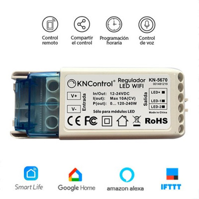 Regulador LED WIFI 1 canal Monocolor DC 12-24V 10A 120-240W-imagen_B