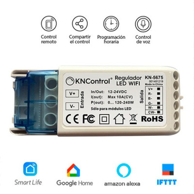 Regulador LED WIFI 3 canales rgb+ww+cw DC 12-24V 10A 120-240W-imagen_B