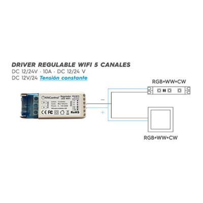 Regulador LED WIFI 3 canales rgb+ww+cw DC 12-24V 10A 120-240W-imagen_D