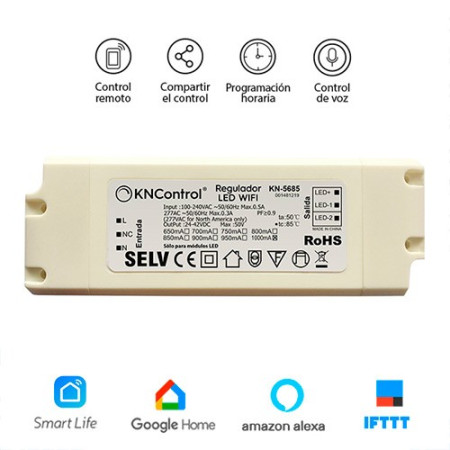 Regulador LED WIFI 1 canal Monocolor 100-277V 1000mA 40W-imagen_B