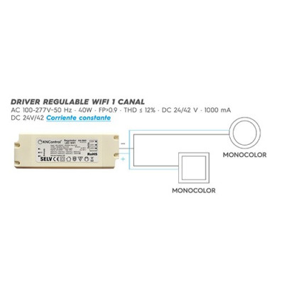 Regulador LED WIFI 1 canal Monocolor 100-277V 1000mA 40W-imagen_D