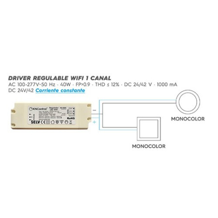 Regulador LED WIFI 1 canal Monocolor 100-277V 1000mA 40W-imagen_D