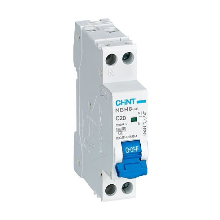 Automatico Magnetotermico CHINT DPN 1P+Neutro 20A NBH8-1N-20C4.5-imagen_A