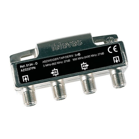 Derivador "F" 2 salidas 27dB Interior (D-Plantas 8..10) TELEVES 5134-imagen_A