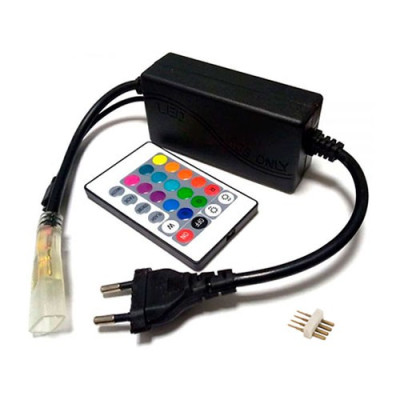 Enchufe de conexion + Controlador + Mando para tira LED RGB a 220V directa a RED-imagen_A