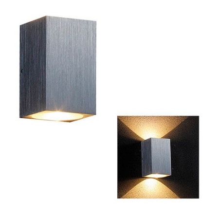 Aplique de pared LED de superficie en Plata 2W l.calida 3000K con 2 salidas-imagen_A