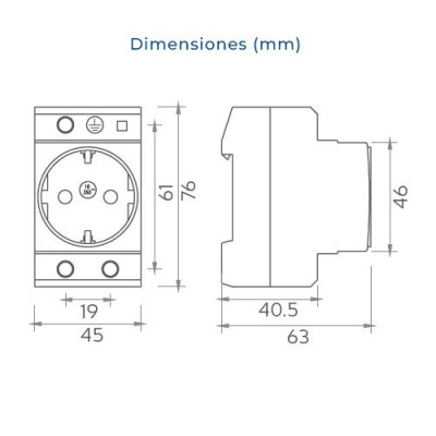 Base de enchufe schuko carril DIN de 16A con TTL-imagen_B