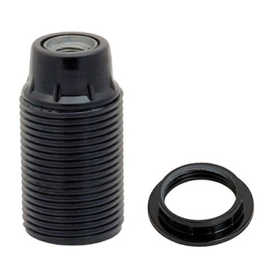 Portalamparas E-14 de baquelita con rosca negro-imagen_A