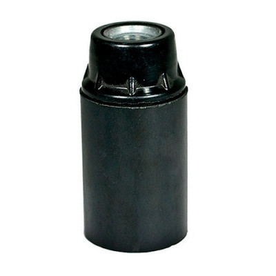 Portalamparas E-14 de Baquelita liso negro-imagen_A