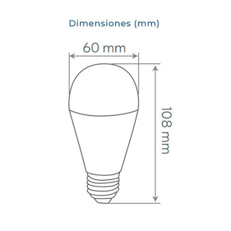 Bombilla LED E27 estandar A60 12W 1030 lumenes tono calido 3000K-imagen_C
