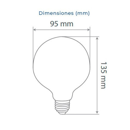 Bombilla LED E27 Globo G95 12W 1020 lumenes tono calido 3000K-imagen_B