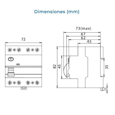 Interruptor diferencial trifásico Werden 4P 100A 300mA
