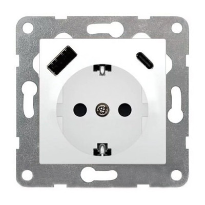 Enchufe Blanco polar con Doble USB BJC 23526-USB VIVA