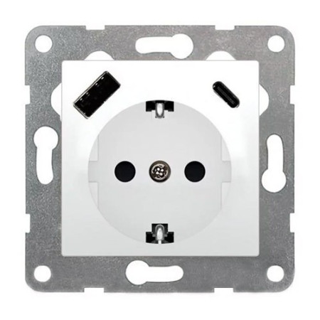 Enchufe Blanco polar con Doble USB BJC 23526-USB VIVA