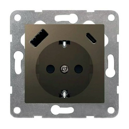 Enchufe con doble cargador USB Gris lava | BJC 23526-USB-GL VIVA Enchufe con doble cargador USB Gris lava | BJC 23526-USB-GL VIVA