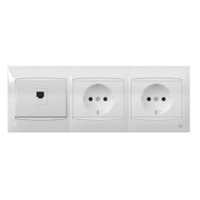 Pack BJC Coral toma de datos RJ45 + doble enchufe schuko completo Blanco-imagen_1