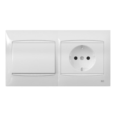 Pack BJC Coral interruptor + enchufe schuko completo Blanco-imagen_1