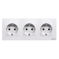 Pack Niessen Zenit triple enchufe schuko completo Blanco-imagen_1