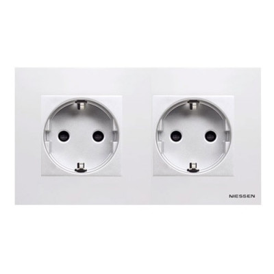 Pack Niessen Zenit doble enchufe schuko completo Blanco-imagen_1