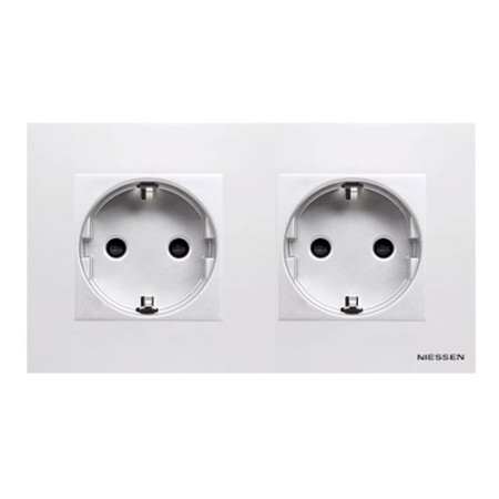 Pack Niessen Zenit doble enchufe schuko completo Blanco-imagen_1