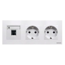 Pack Niessen Zenit toma de datos RJ45 + doble enchufe schuko completo Blanco-imagen_1