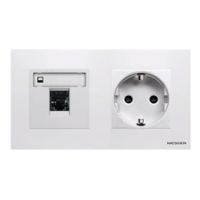 Pack Niessen Zenit toma de datos RJ45 + enchufe schuko completo Blanco-imagen_1