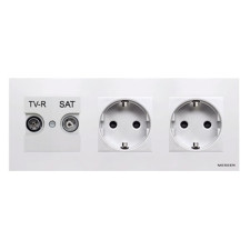 Pack Niessen Zenit toma final de televisión + doble enchufe schuko completo Blanco-imagen_1