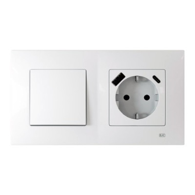 Pack BJC Viva cruzamiento + enchufe schuko con doble USB completo Blanco Polar-imagen_1