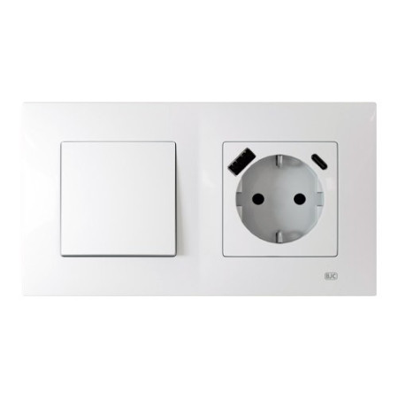 Pack BJC Viva cruzamiento + enchufe schuko con doble USB completo Blanco Polar-imagen_1