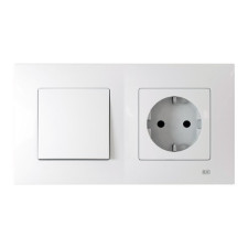 Pack BJC Viva interruptor + enchufe schuko completo Blanco Polar-imagen_1