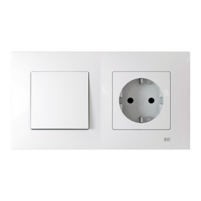 Pack BJC Viva interruptor + enchufe schuko completo Blanco Polar-imagen_1