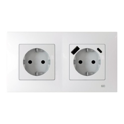 Pack BJC Viva enchufe schuko + enchufe schuko con doble USB completo Blanco Polar-imagen-1