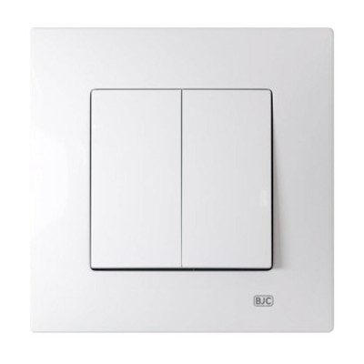 Pack BJC Viva doble interruptor en marco de 1 completo Blanco Polar-imagen-1