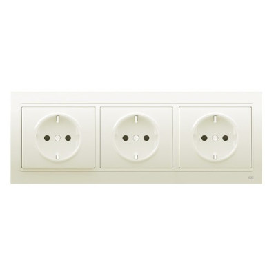Pack BJC Mega triple enchufe schuko completo Blanco Satín-imagen-1