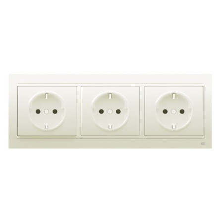 Pack BJC Mega triple enchufe schuko completo Blanco Satín-imagen-1