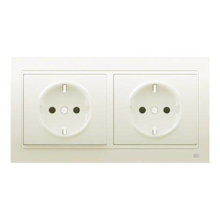 Pack BJC Mega doble enchufe schuko completo Blanco Satín-imagen-1