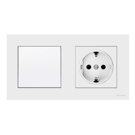 Pack Niessen Sky interruptor + enchufe schuko completo Blanco Soft-imagen_A